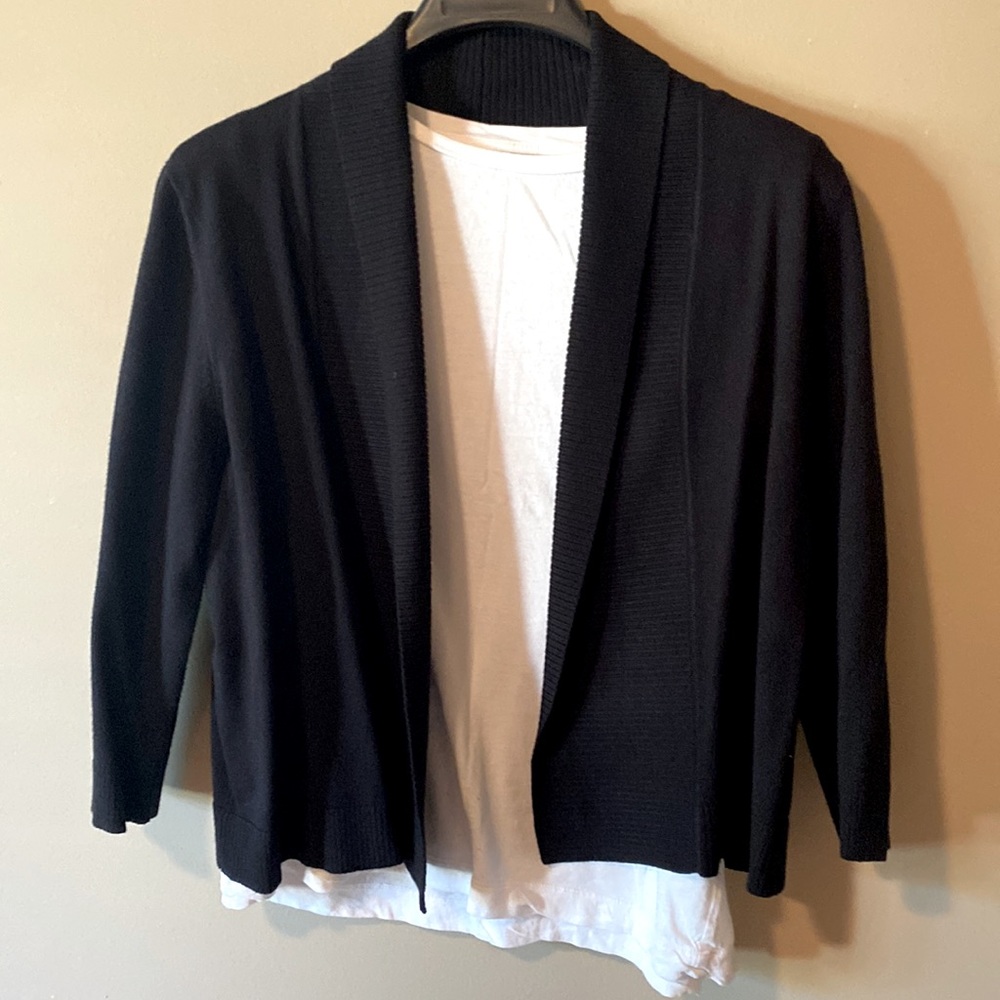 Ellen Tracy 3/4 sleeve black cardigan size M